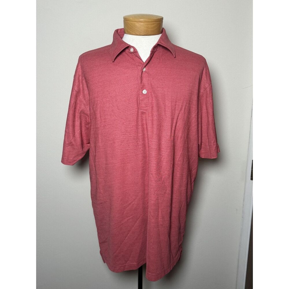 DUNNING GOLF Polo Shirt Mens 2XL XXL Red Coral Heathered Performance Stretch
